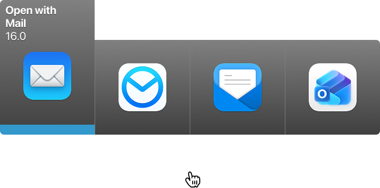 Bumpr mail app selection menu showing Mail and other email clients
